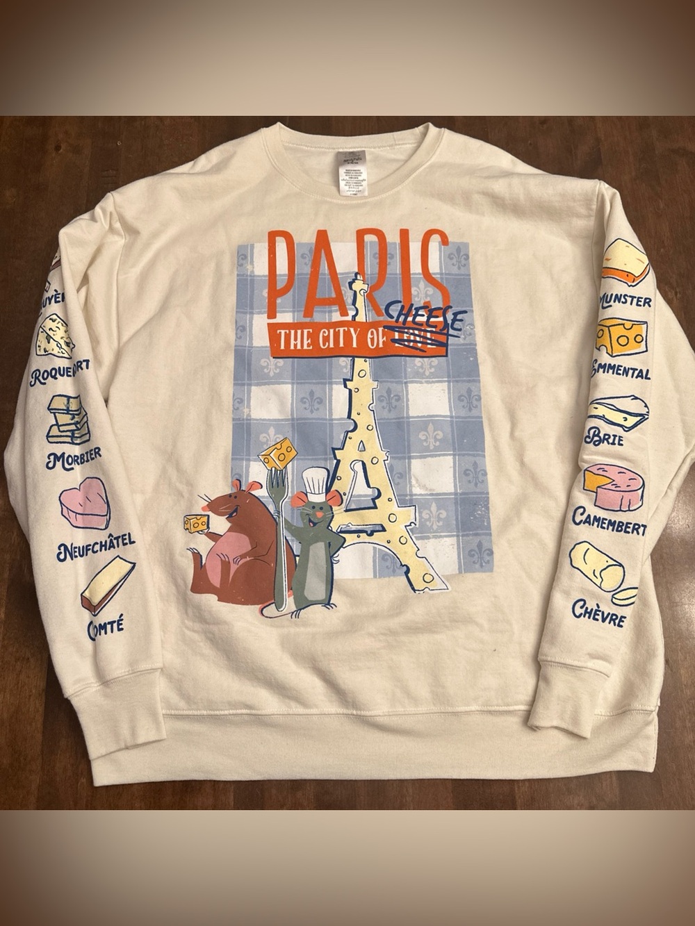 Disney Parks Ratatouille Remy Paris sweater sweatshirt EPCOT cheese adult Size L